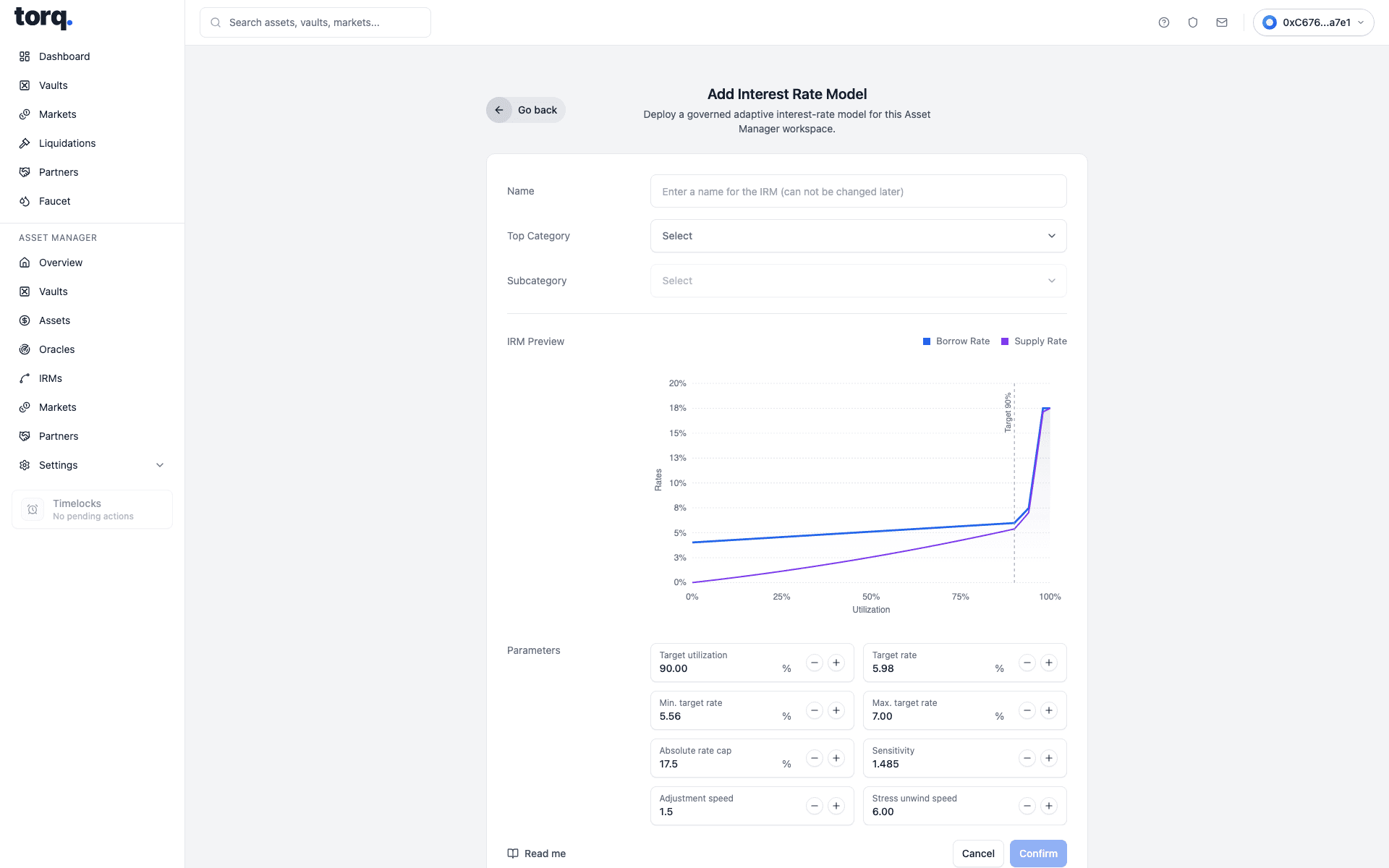 Real Torq Asset Manager IRM setup modal
