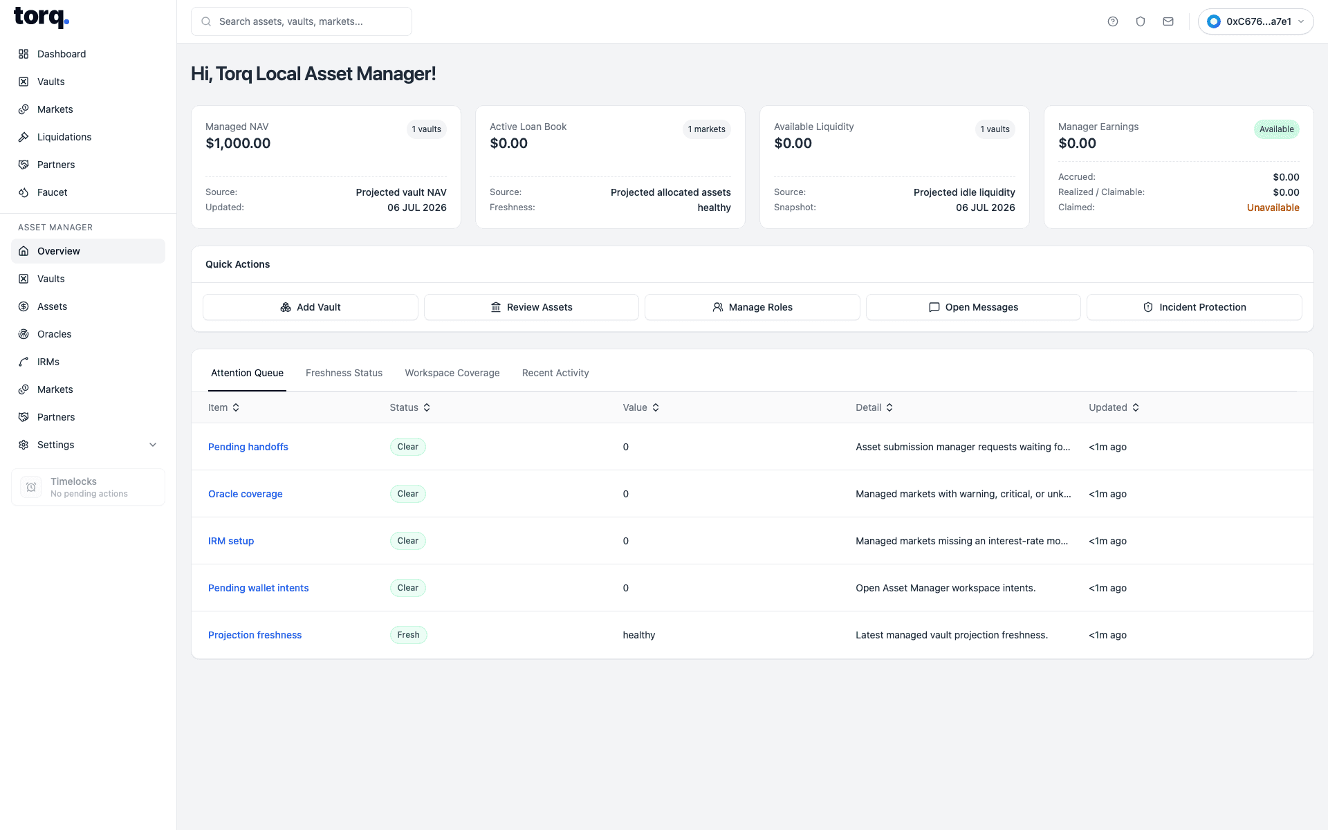 Real Torq Asset Manager workspace overview