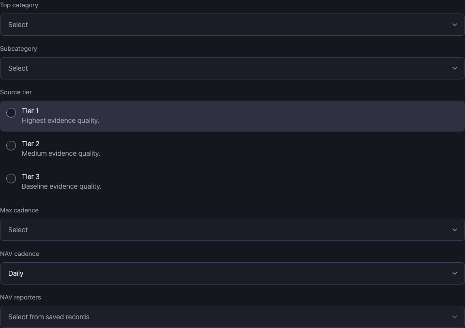 Maintain assets, oracles, and rates: actual product controls.